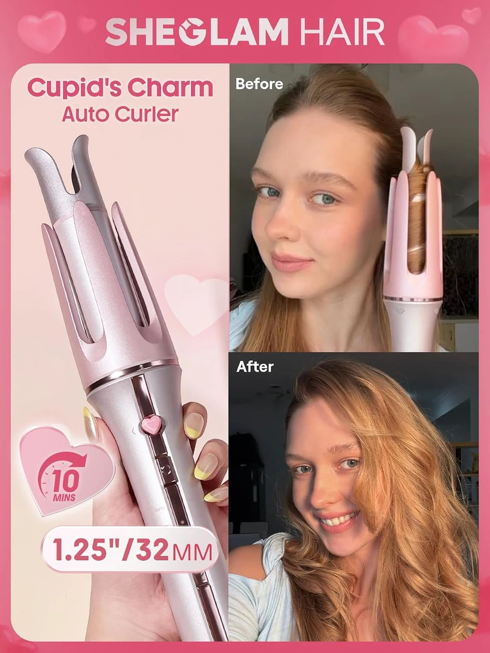 Pink Automatic Curling Iron Gift Set
