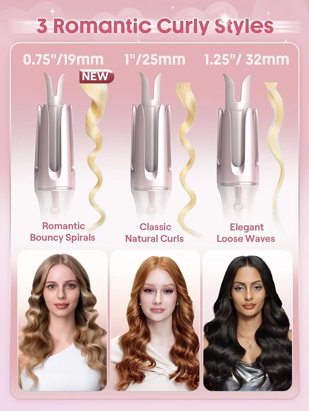 Pink Automatic Curling Iron Gift Set