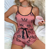 Crown Print Satin Pajama Set