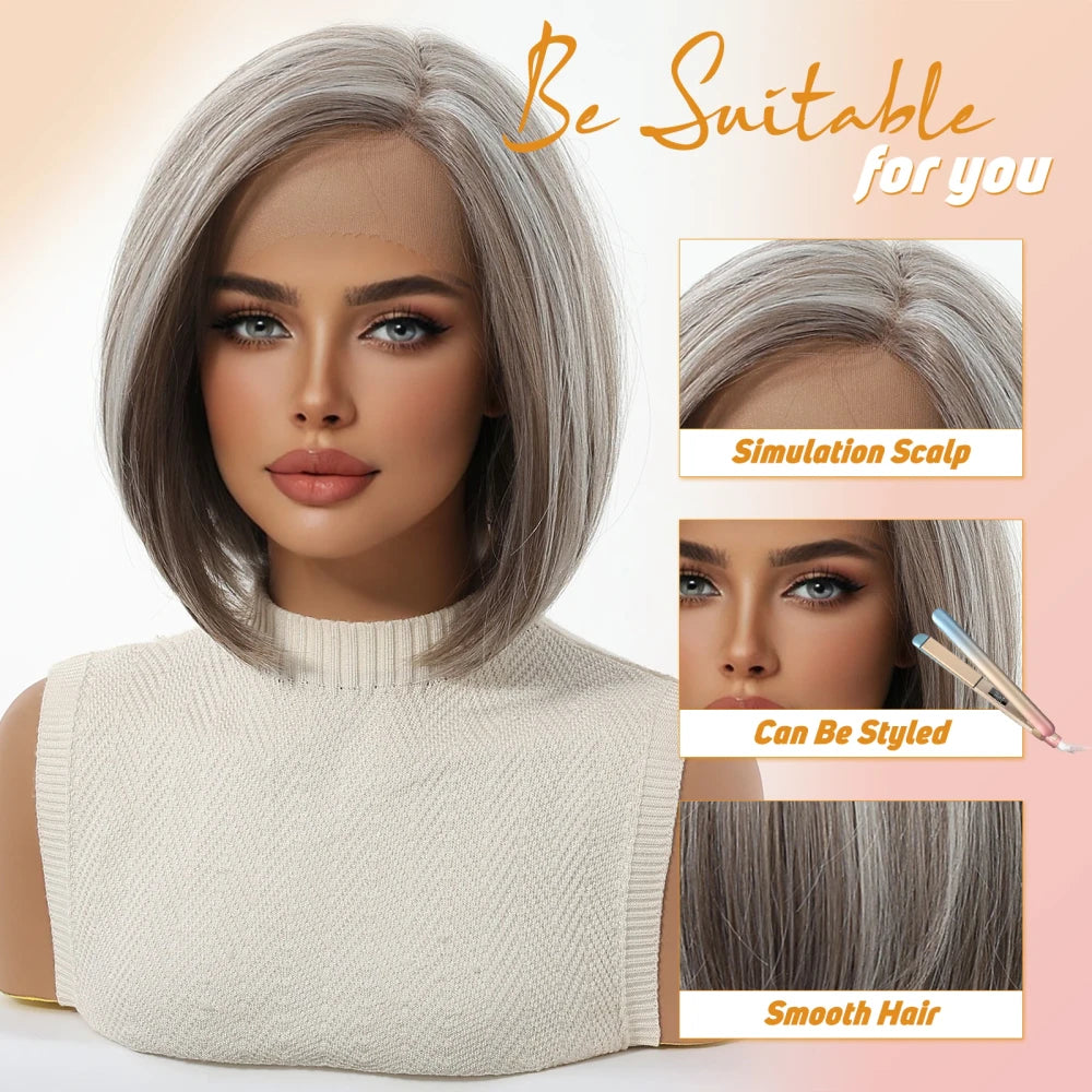 Grey Ombre Short Bob Wig