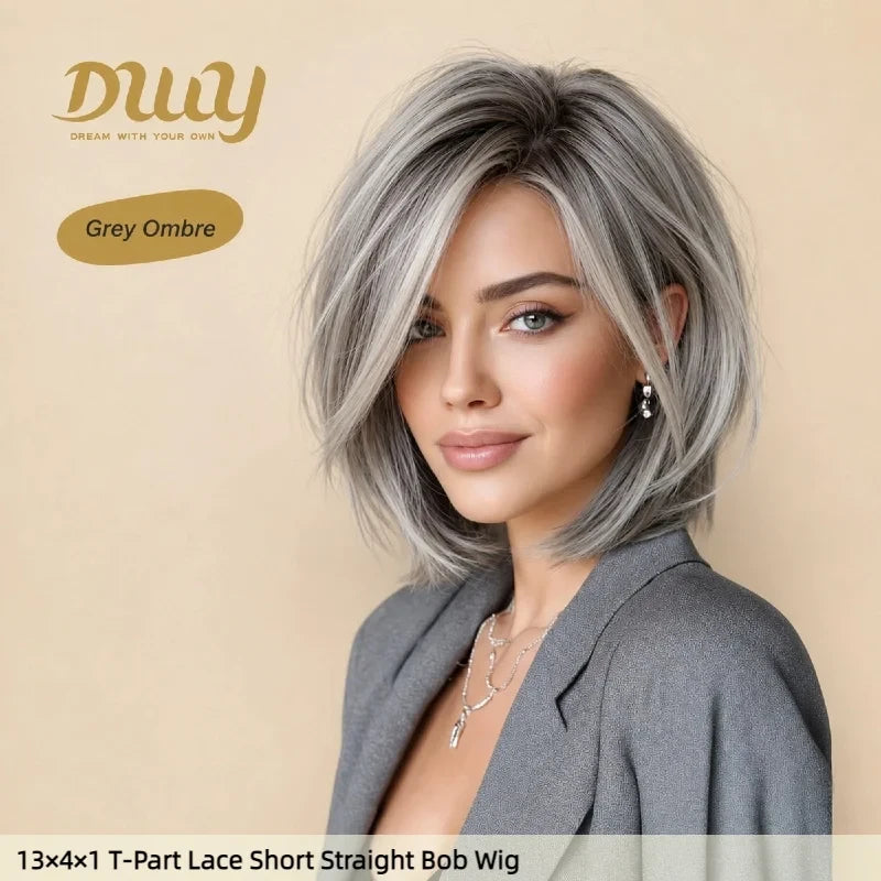 Grey Ombre Short Bob Wig