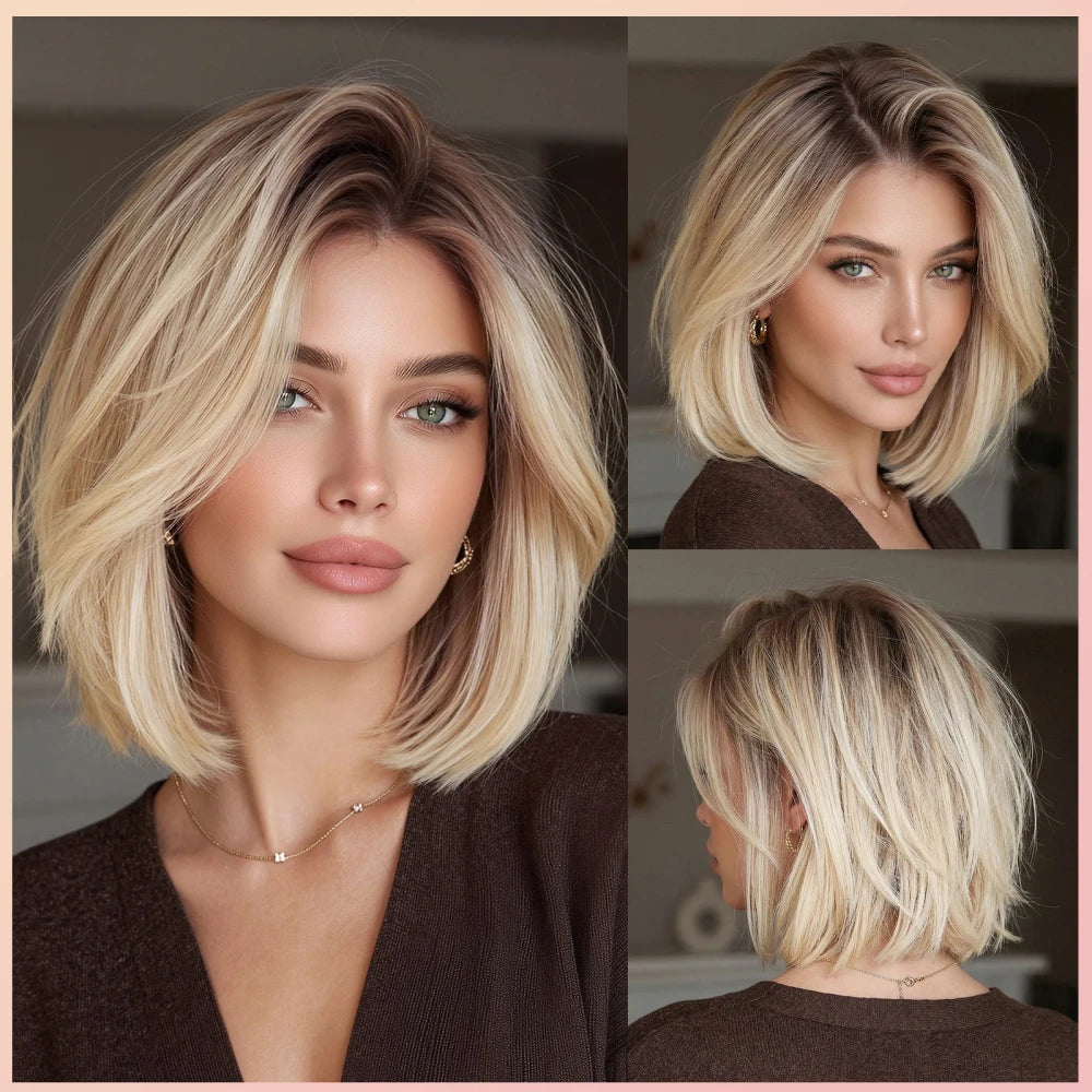 Grey Ombre Short Bob Wig