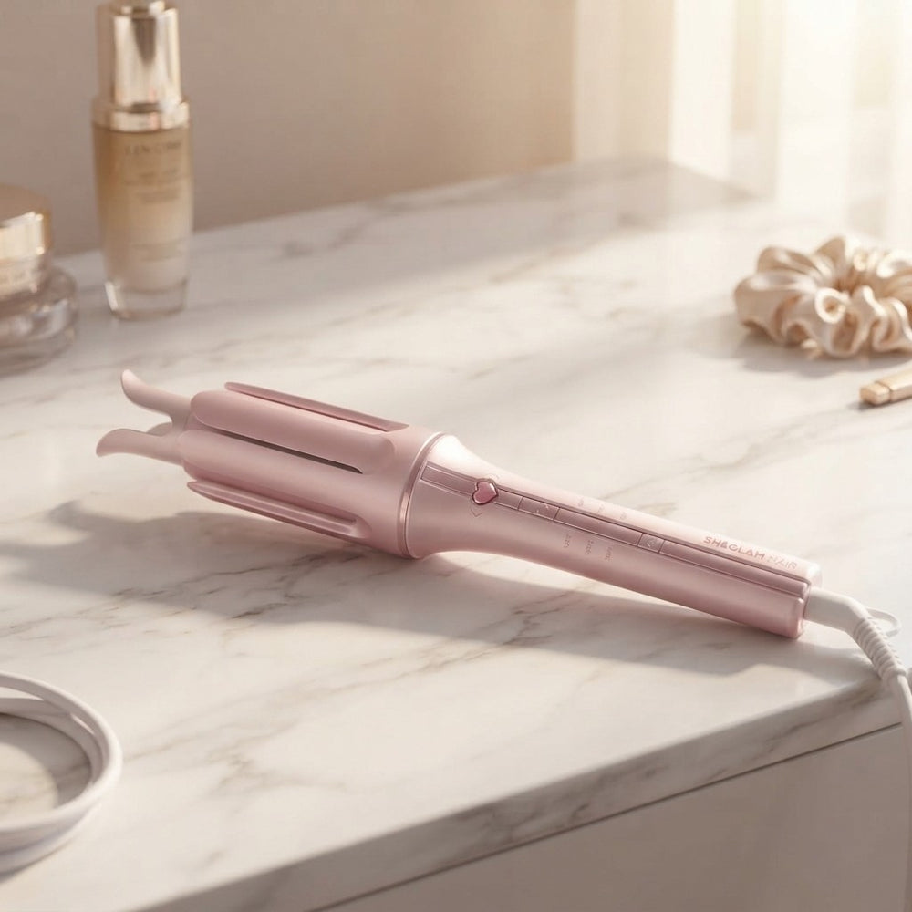 Pink Automatic Curling Iron Gift Set