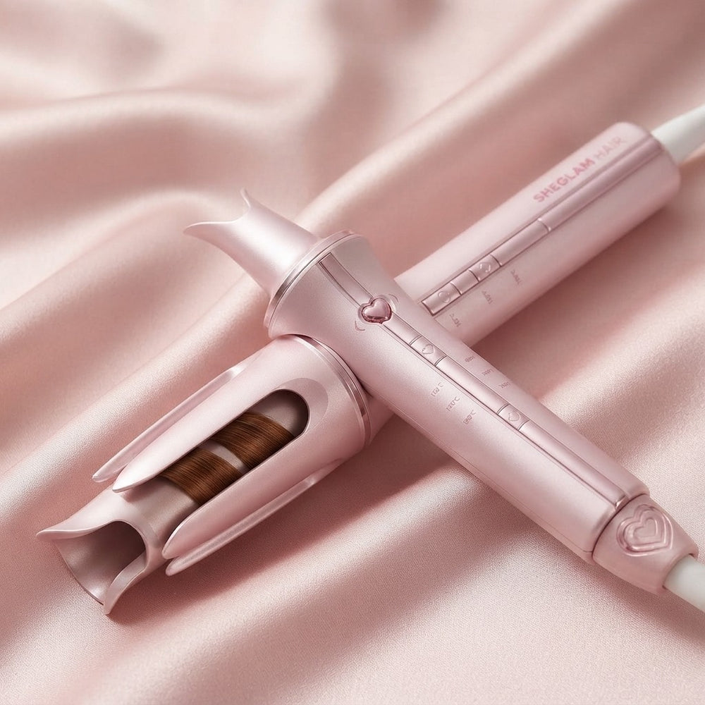 Pink Automatic Curling Iron Gift Set