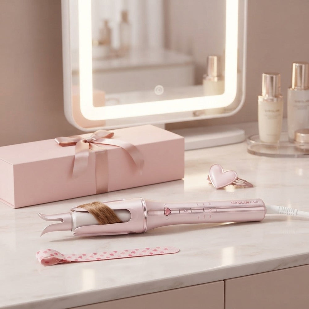 Pink Automatic Curling Iron Gift Set