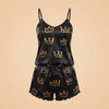 Crown Print Satin Pajama Set
