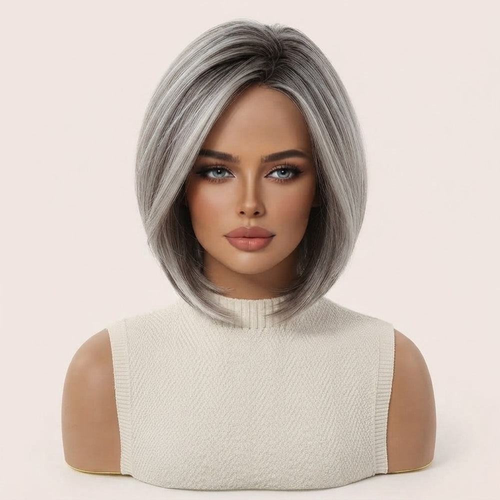 Grey Ombre Short Bob Wig