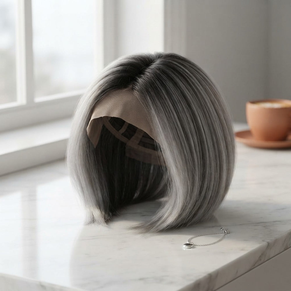 Grey Ombre Short Bob Wig