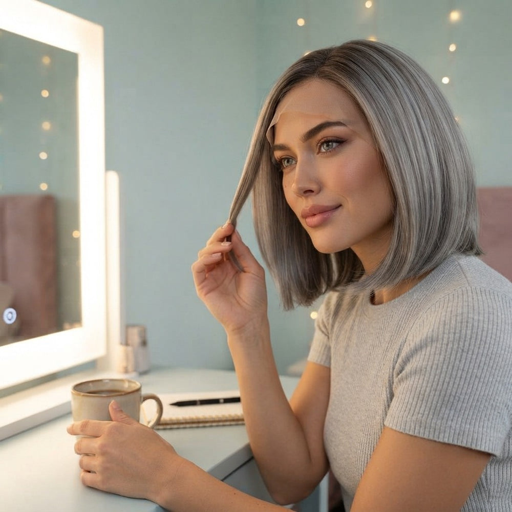 Grey Ombre Short Bob Wig